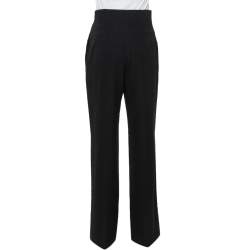 Prada Black Wool Wide Leg High Waist Trousers M