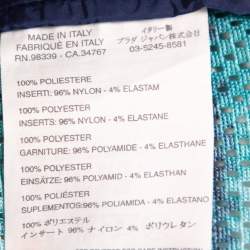 Prada Blue Abstract Print Perforated Zip Front Jacket L