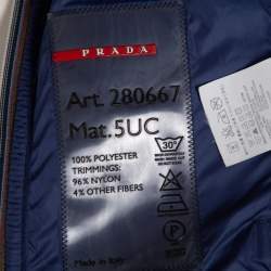 Prada Blue Abstract Print Perforated Zip Front Jacket L