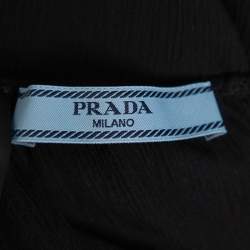 Prada Black Silk Feather Trim Detail Cropped Trousers S