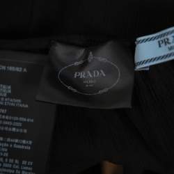 Prada Black Silk Feather Trim Detail Cropped Trousers S