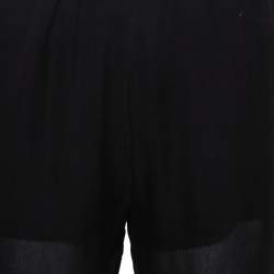 Prada Black Silk Feather Trim Detail Cropped Trousers S