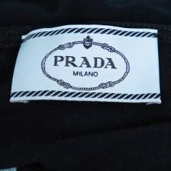 Pre Owned تي شيرت برادا تريكو أزرق كحلي أبليك مزين أكمام قصيرة مقاس صغير جدًا - إكس سمول