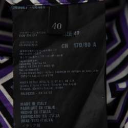 Prada Purple Printed Stretch Cotton Fitted Button Front Shirt S