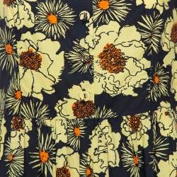 Pre Owned فستان ميدي برادا قطن أصفر مورد مطبوع بلا أكمام مقاس متوسط - ميديوم