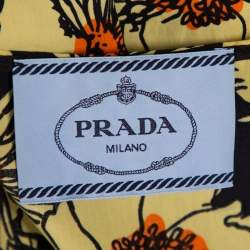 Pre Owned فستان ميدي برادا قطن أصفر مورد مطبوع بلا أكمام مقاس متوسط - ميديوم