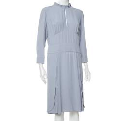 Pre Owned Prada Pastel Blue Crepe Paneled Midi Dress L