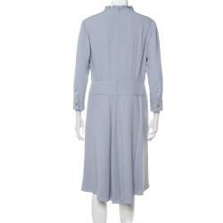 Pre Owned Prada Pastel Blue Crepe Paneled Midi Dress L