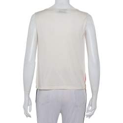 Pre Owned Prada Cream Knit Sequin Embellished Sleeveless Top M
