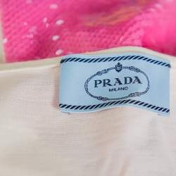 Pre Owned Prada Cream Knit Sequin Embellished Sleeveless Top M