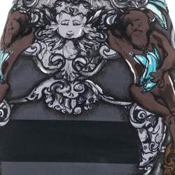 Pre Owned Prada Grey Cherub Printed Cotton Knee Length Skirt S