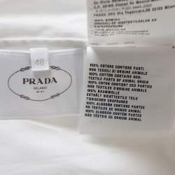 Pre Owned Prada White Cotton Triangle Logo Detail Button Front Shirt S