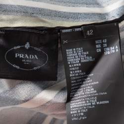 Prada Multicolor Striped Crepe Midi Dress M