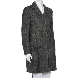Prada Black Wool & Cashmere Mid Length Coat M