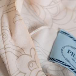 Prada Pink Printed Crepe Metal Hem & Feather Detail Sable Shift Dress M