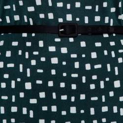 Prada Green Printed Silk Knit Belted Shift Dress M