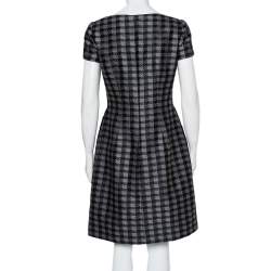 Prada Grey Checked Wool & Silk Blend A Line Dress M