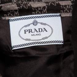Prada Grey Checked Wool & Silk Blend A Line Dress M