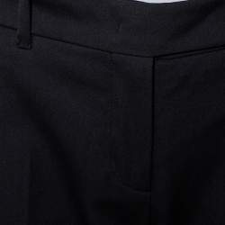 Prada Black Wool Pleated Knee Detail Tapered Leg Trousers M