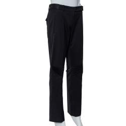 Prada Black Wool Pleated Knee Detail Tapered Leg Trousers M