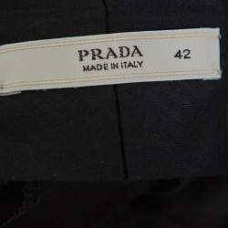 Prada Black Wool Pleated Knee Detail Tapered Leg Trousers M