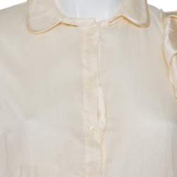 مملوكة مسبقًا Prada Cream Silk Detachable Collar Detail Ruffled Shirt Dress M