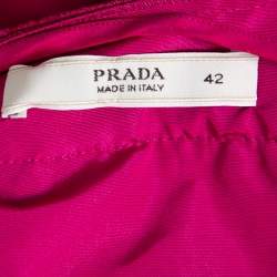 Prada Fuchsia Pink Silk Ruffled Mini Wrap Dress M