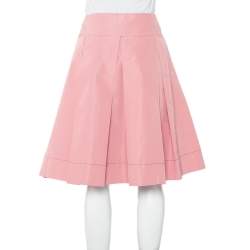 مملوكة مسبقًا Prada Pink Satin Pleated Mini Skirt L