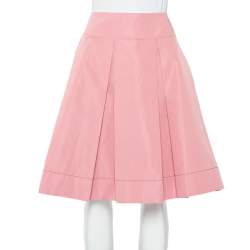 مملوكة مسبقًا Prada Pink Satin Pleated Mini Skirt L
