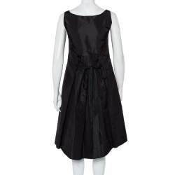 Prada Black Synthetic Sleeveless Faux Wrap Midi Dress L