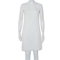Prada White Crochet Sleeveless Mini Dress M