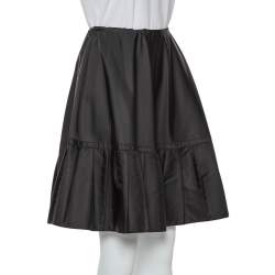 Prada Black Synthetic Pleated Detail Mini Skirt S