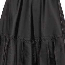 Prada Black Synthetic Pleated Detail Mini Skirt S