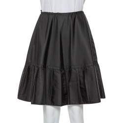 Prada Black Synthetic Pleated Detail Mini Skirt S