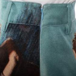 Prada Blue Abstract Printed Wool & Silk Knee Length Skirt S