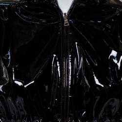 Prada Black Patent Leather Zip Front Jacket M