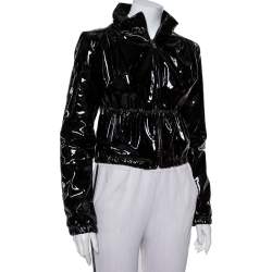 Prada Black Patent Leather Zip Front Jacket M