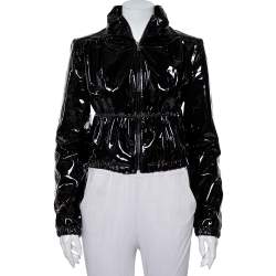 Prada Black Patent Leather Zip Front Jacket M