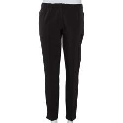 Pre Owned Prada Black Synthetic Tapered Leg Pants M