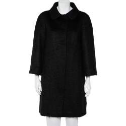 Prada Black Mohair Button Front Coat S