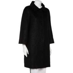 Prada Black Mohair Button Front Coat S