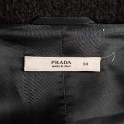 Prada Black Mohair Button Front Coat S