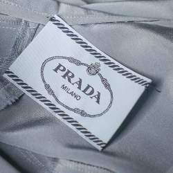 Pre Owned Prada Powder Blue Silk Sequin Embellished Trim Pleated Mini Dress M