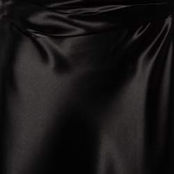 Prada Black Sateen Pleated Detail Knee Length Skirt M