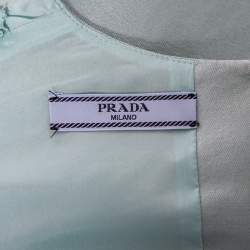 Pre Owned Prada Blue Wool & Silk Feather Trim Sleeveless Top S