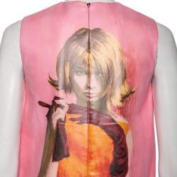 Prada Pink printed Faux Leather Sleeveless Shift Dress S