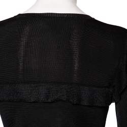 Pre Owned Prada Black Jersey Knit Ruffled Detail Long Sleeve Top M