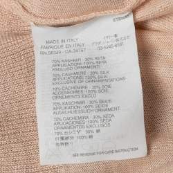 Pre Owned Prada Light Pink Cashmere & Silk Sequin Embellished Cardigan M