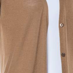 Prada Camel Brown Wool Contrast Detail Button Front Cardigan S