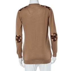 Prada Camel Brown Wool Contrast Detail Button Front Cardigan S
